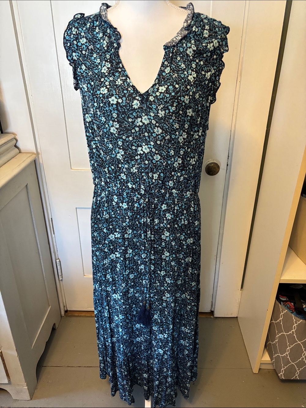 Knox Rose Navy and Light Blue Floral Maxi Dress